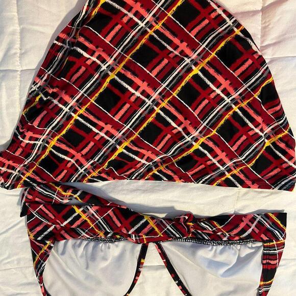 CATALINA - PLAID PINK/RED/BLK 2 - PC. SWIMSUIT SZ. L - Picture 4 of 4